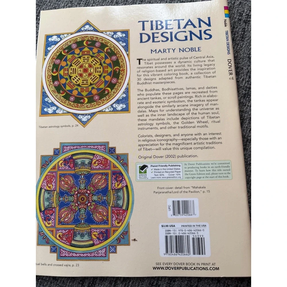 Dover Coloring Books Celtic Design Tibetan Designs Ed Sibbett Jr Marty Noble